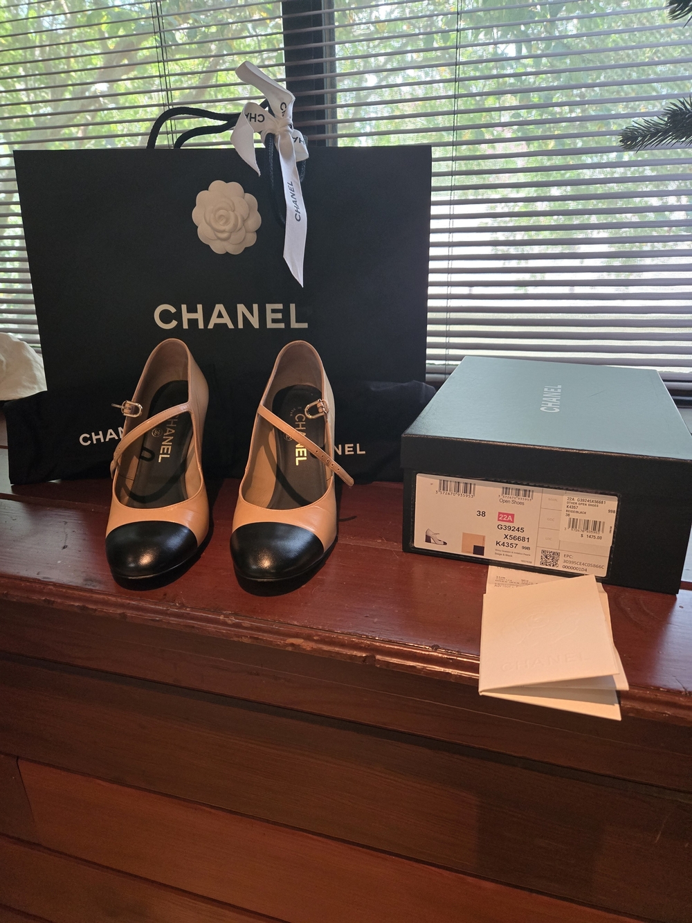 Chanel Two-Tone Mary Jane Pumps in Beige and Black
